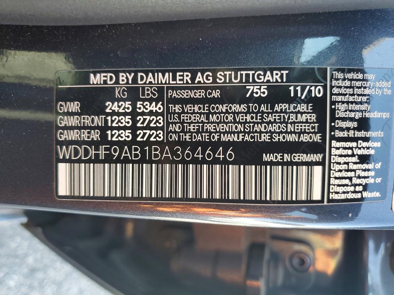 2011 Mercedes-benz E 550 4matic Blue vin: WDDHF9AB1BA364646
