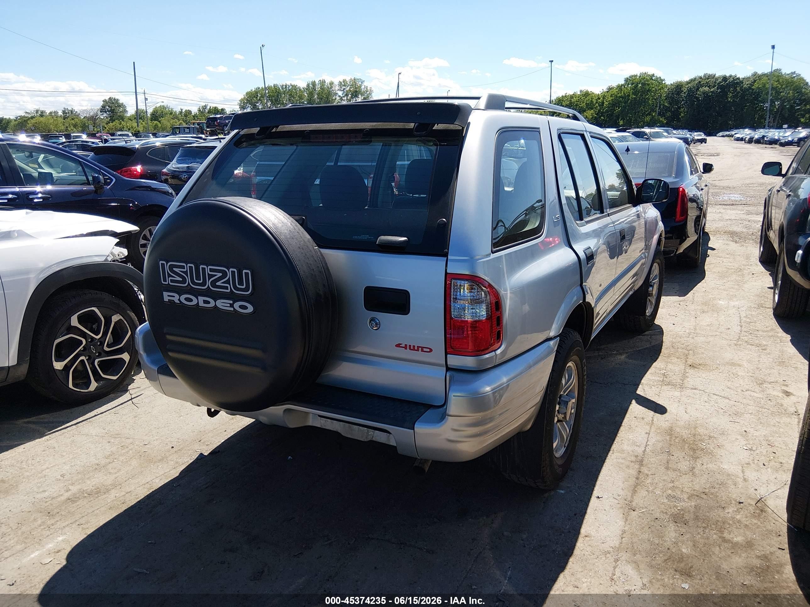 2000 Isuzu Rodeo S/ls/lse Silver vin: 452DM58W2Y4326953