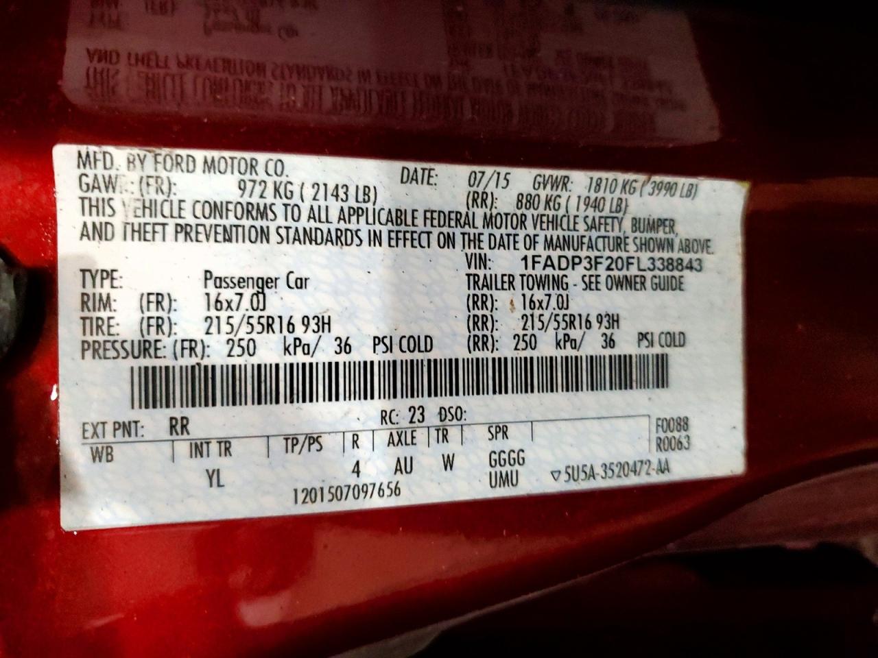 2015 Ford Focus Se Red vin: 1FADP3F20FL338843