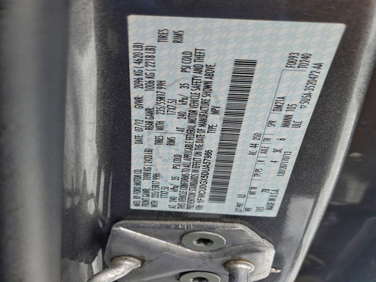 2013 Ford Escape Se Gray vin: 1FMCU0GX5DUA57986