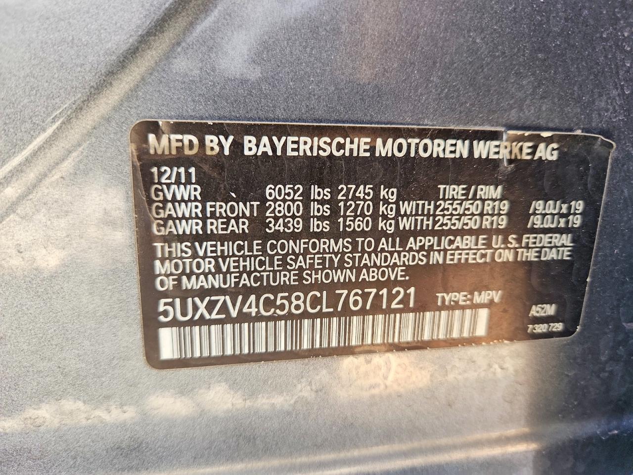 2012 Bmw X5 Xdrive35i Gray vin: 5UXZV4C58CL767121