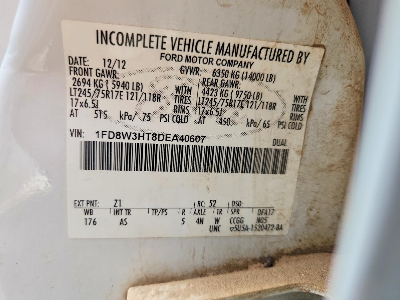 2013 Ford F350 Super Duty White vin: 1FD8W3HT8DEA40607