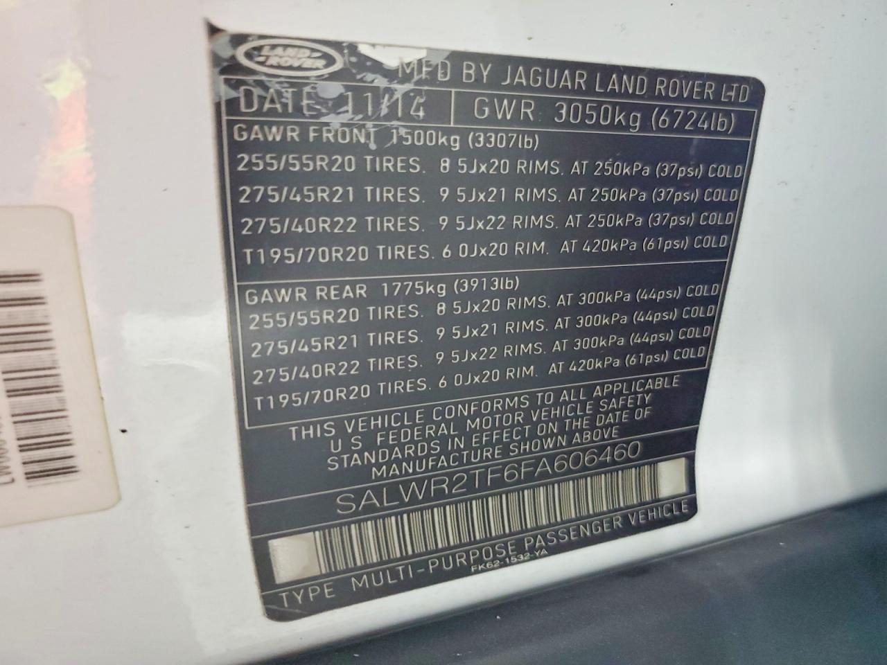 2015 Land Rover Range Rover Sport Sc Белый vin: SALWR2TF6FA606460
