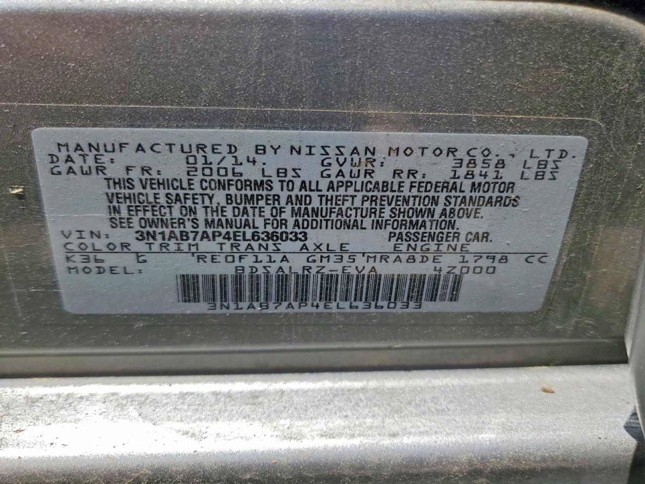 2014 Nissan Sentra Sr Gray vin: 3N1AB7AP4EL636033