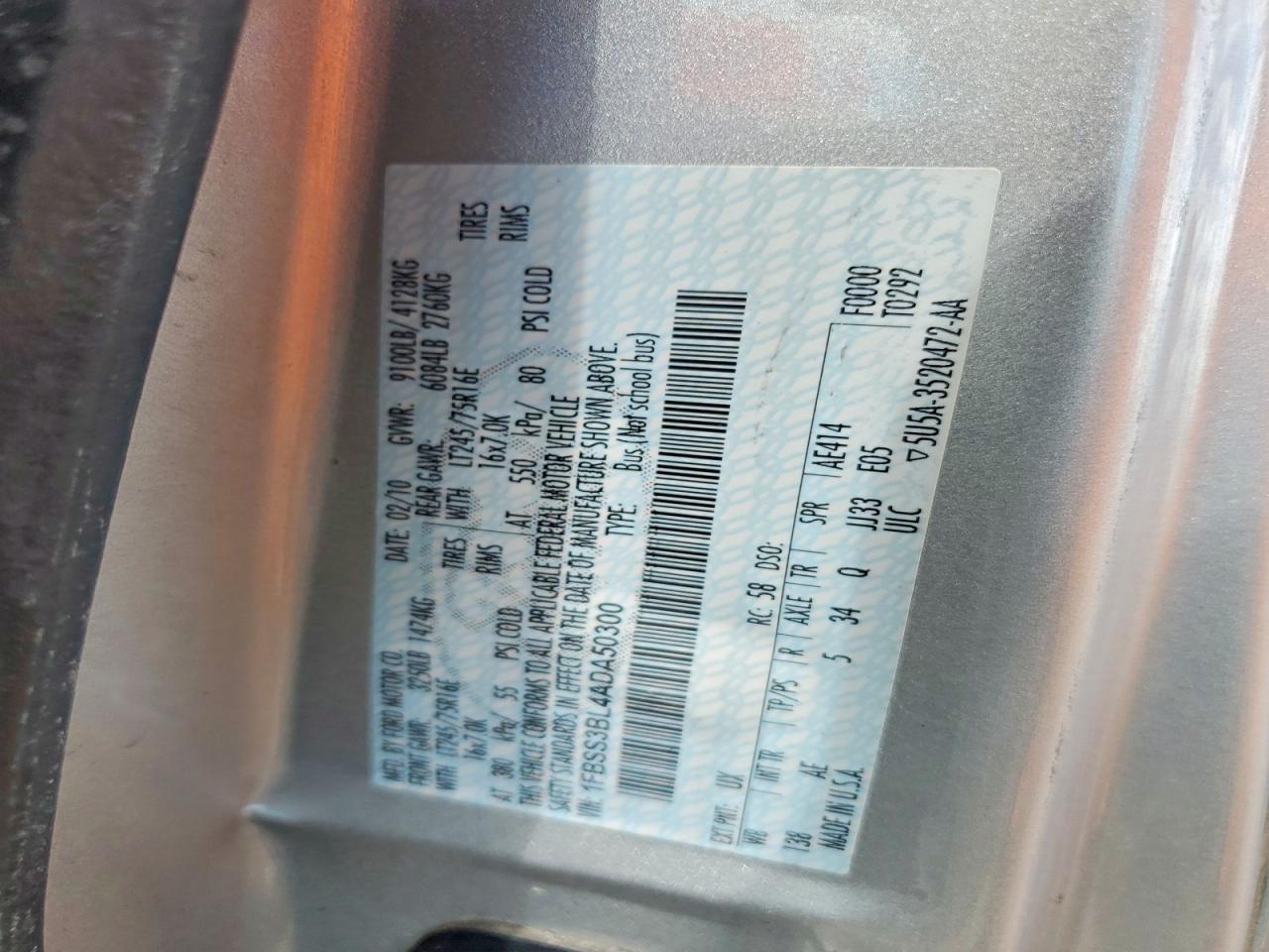 2010 Ford Econoline Silver vin: 1FBSS3BL4ADA50300