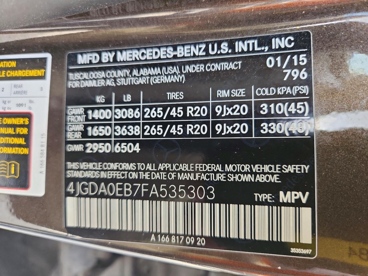 2015 Mercedes-benz Ml 250 Bluetec Tan vin: 4JGDA0EB7FA535303