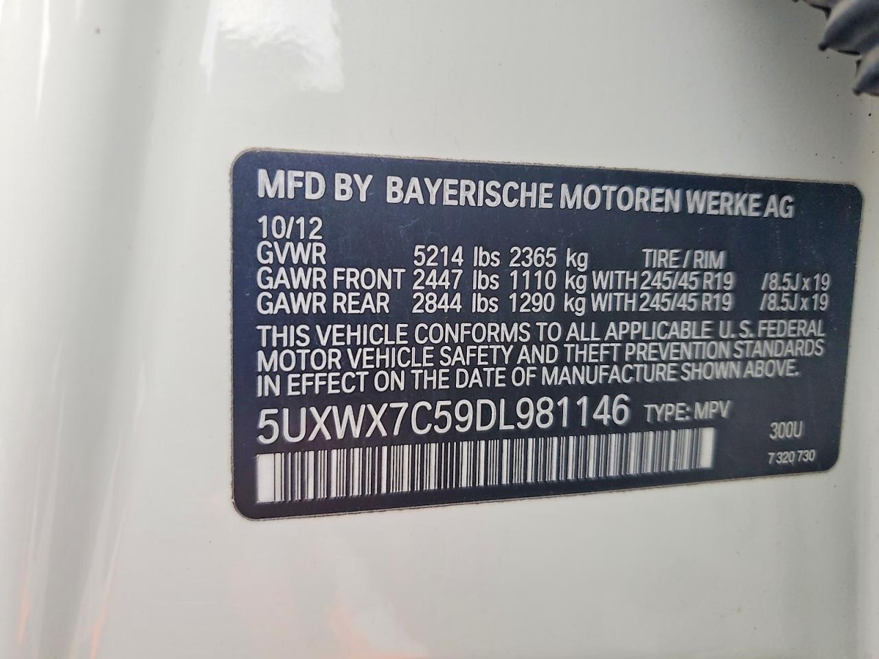 2013 Bmw X3 Xdrive35i White vin: 5UXWX7C59DL981146