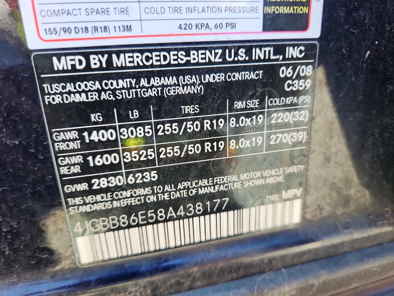 2008 Mercedes-benz Ml 350 Blue vin: 4JGBB86E58A438177