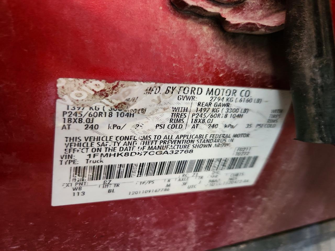 2012 Ford Explorer Xlt Red vin: 1FMHK8D87CGA32768
