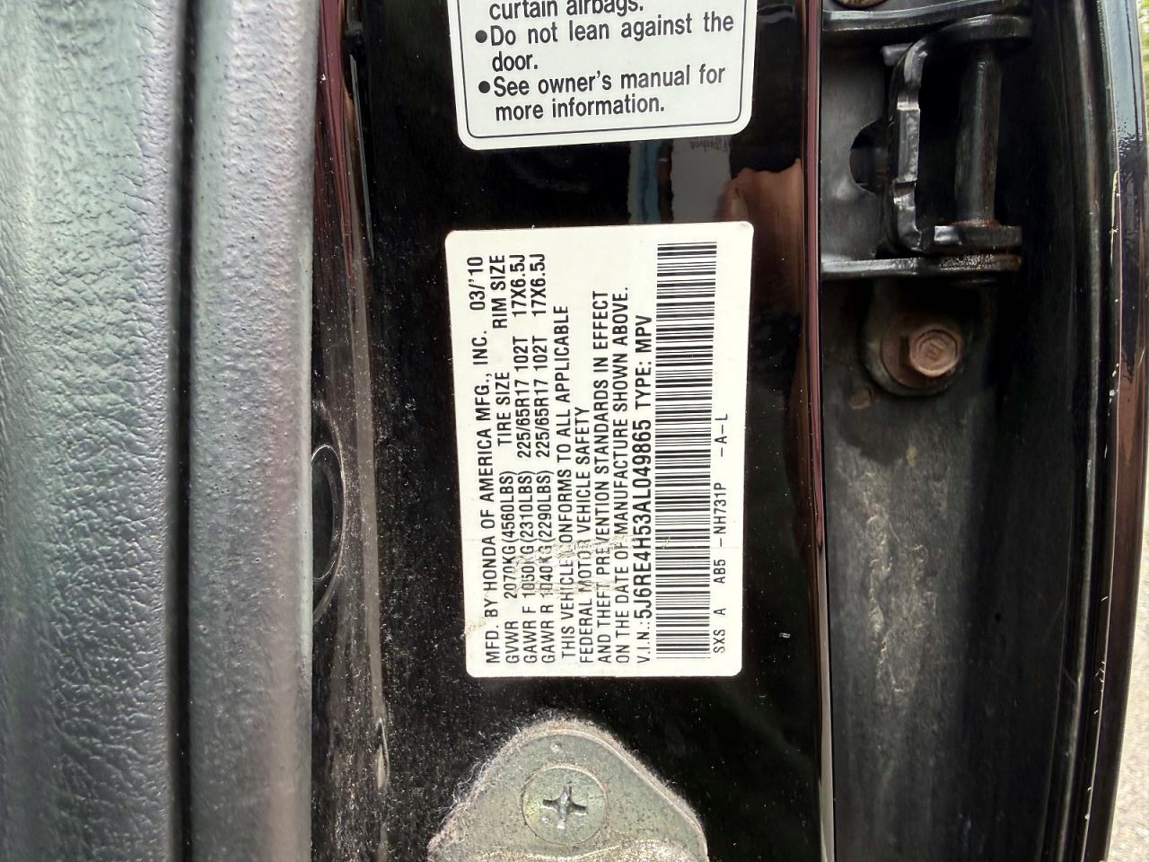 2010 Honda Cr-v Ex Black vin: 5J6RE4H53AL049865