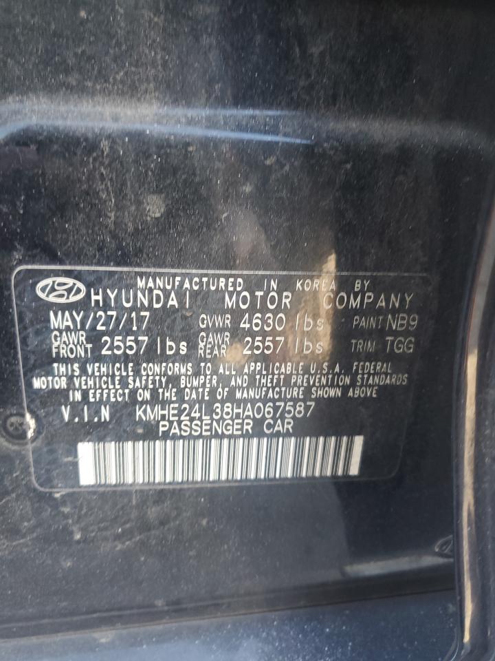 2017 Hyundai Sonata Hybrid Black vin: KMHE24L38HA067587