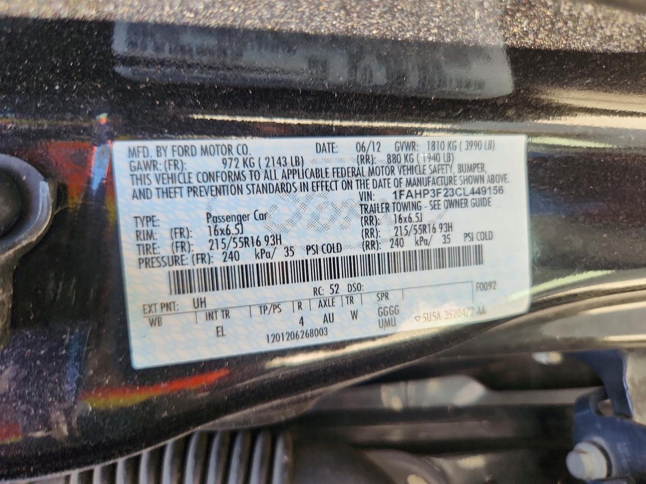 2012 Ford Focus Se Черный vin: 1FAHP3F23CL449156