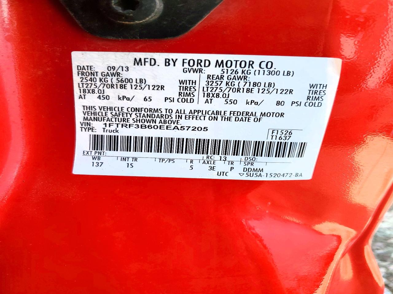 2014 Ford F350 Super Duty Red vin: 1FTRF3B60EEA57205