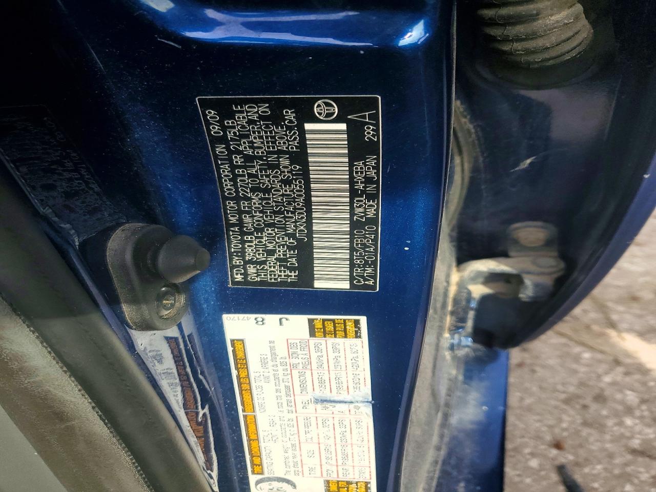 2010 Toyota Prius Iii Blue vin: JTDKN3DU9A0055119