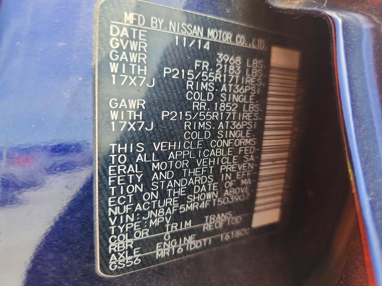 2015 Nissan Juke S Blue vin: JN8AF5MR4FT503907