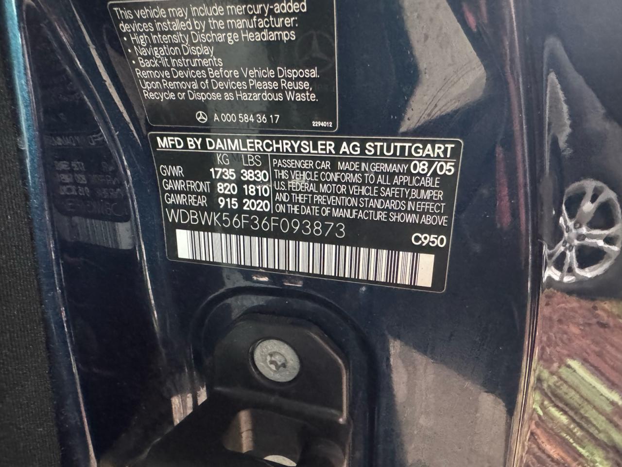 2006 Mercedes-benz Slk 350 Blue vin: WDBWK56F36F093873