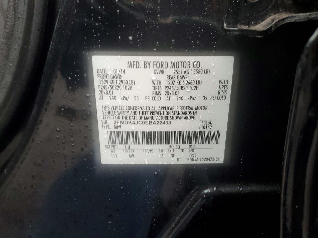 2014 Ford Edge Sel Black vin: 2FMDK4JC0EBA22433