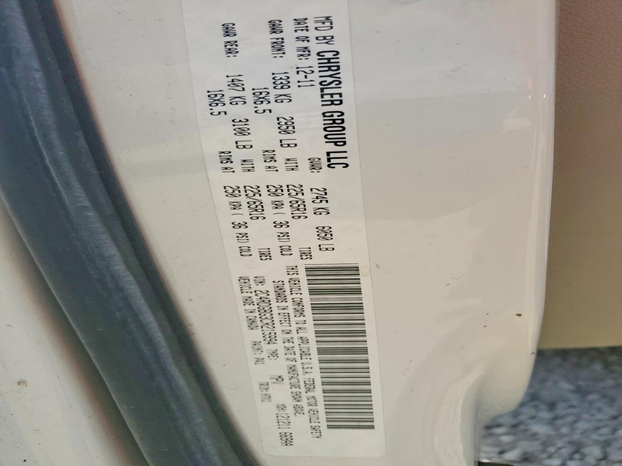 2012 Dodge Grand Caravan Se White vin: 2C4RDGBG3CR215994