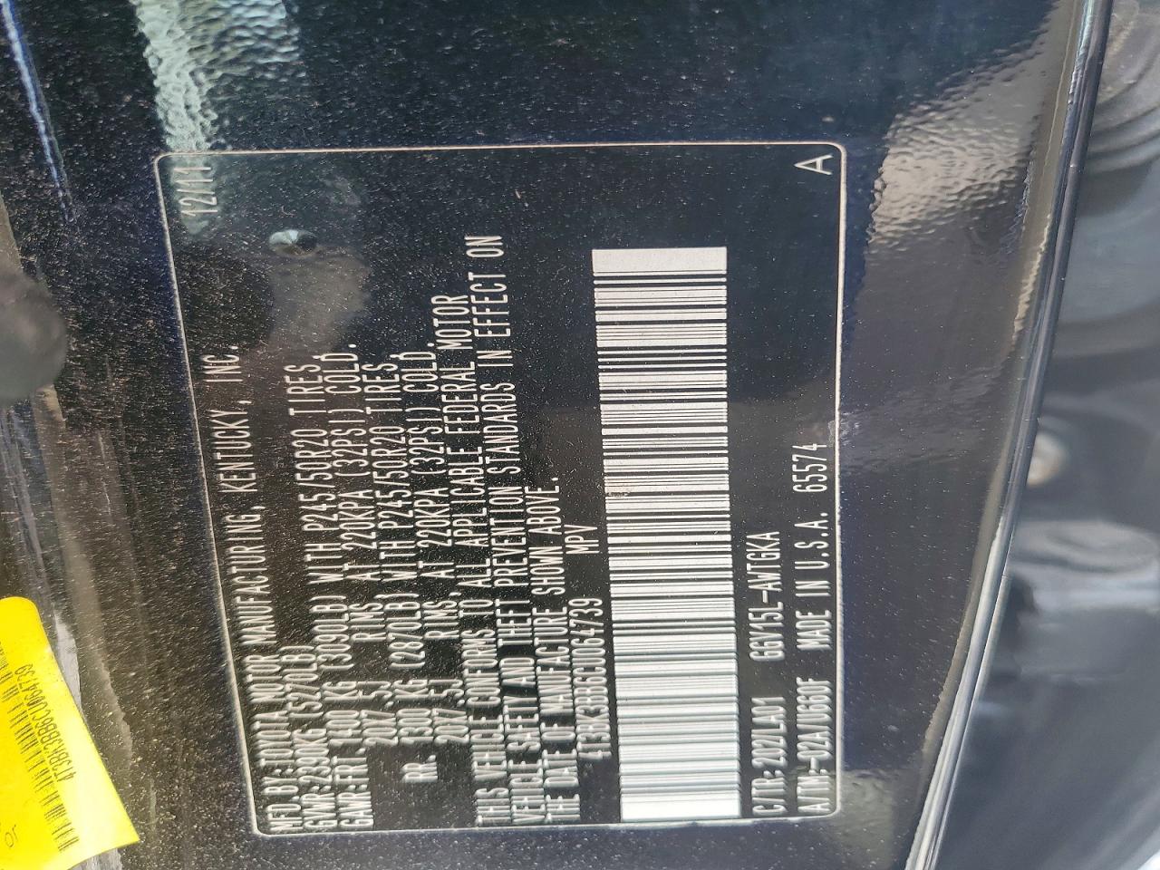 2012 Toyota Venza Limited Черный vin: 4T3BK3BB6CU064739