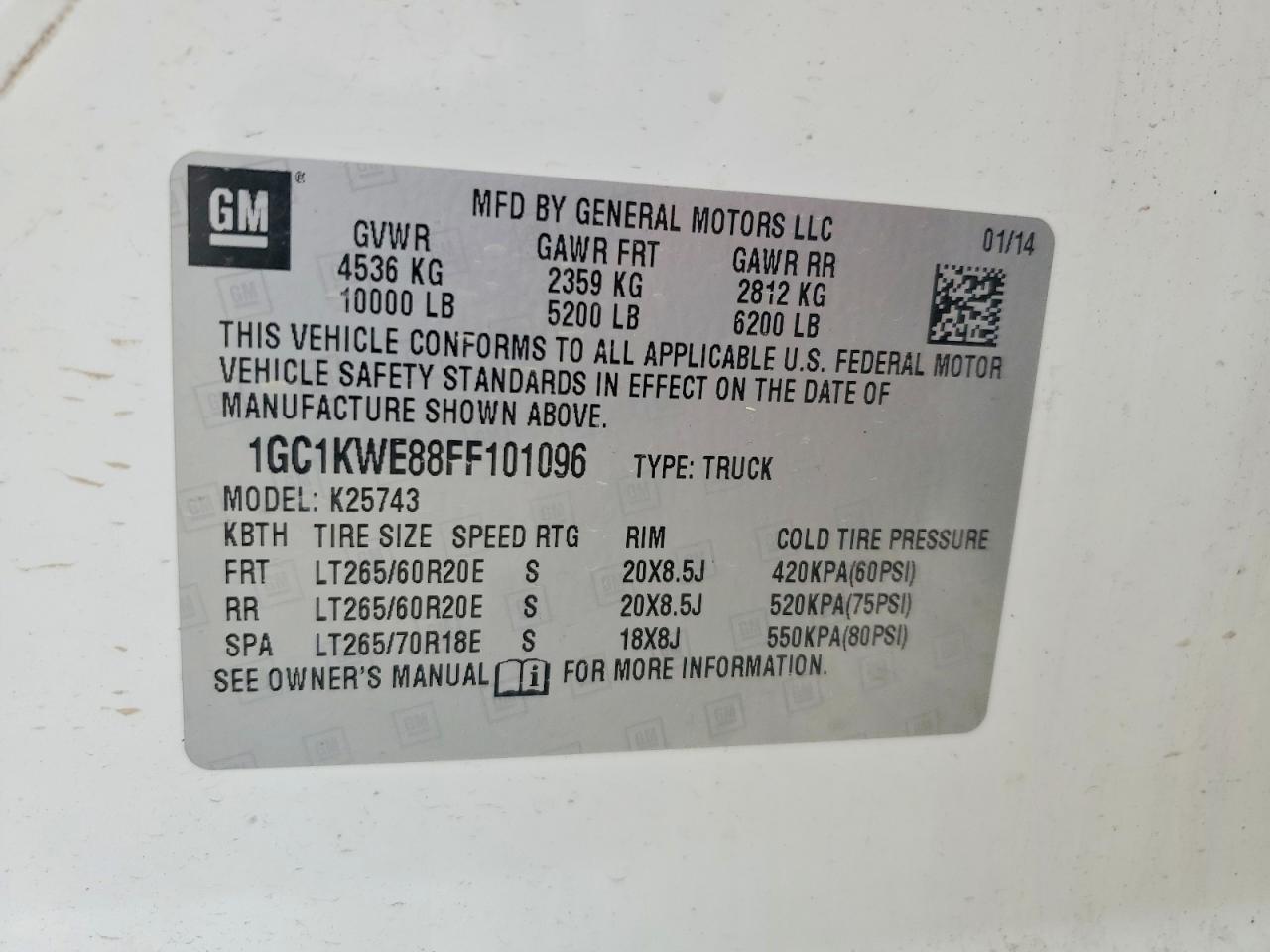 2015 Chevrolet Silverado K2500 Heavy Duty Ltz White vin: 1GC1KWE88FF101096