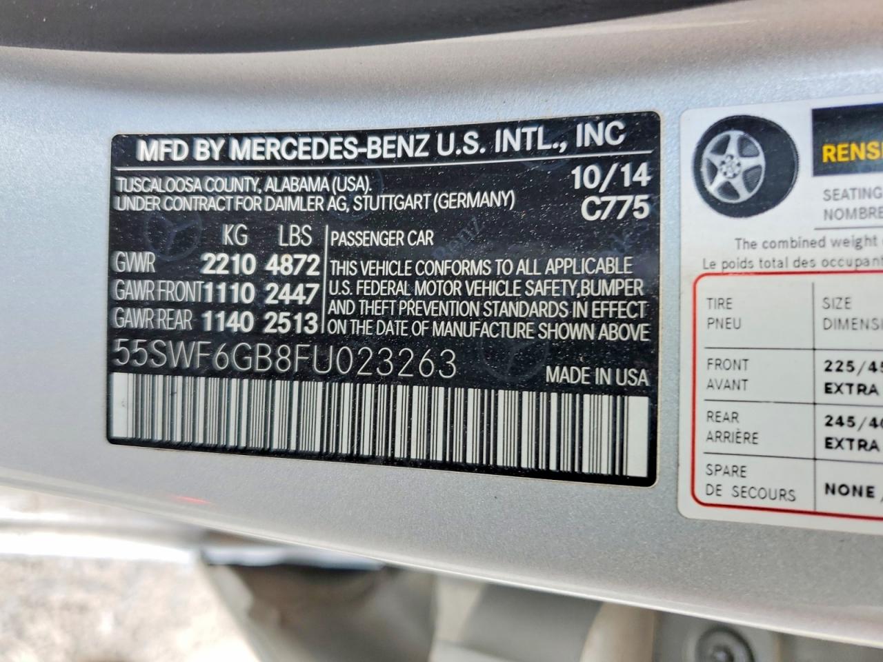 2015 Mercedes-benz C 400 4matic Silver vin: 55SWF6GB8FU023263