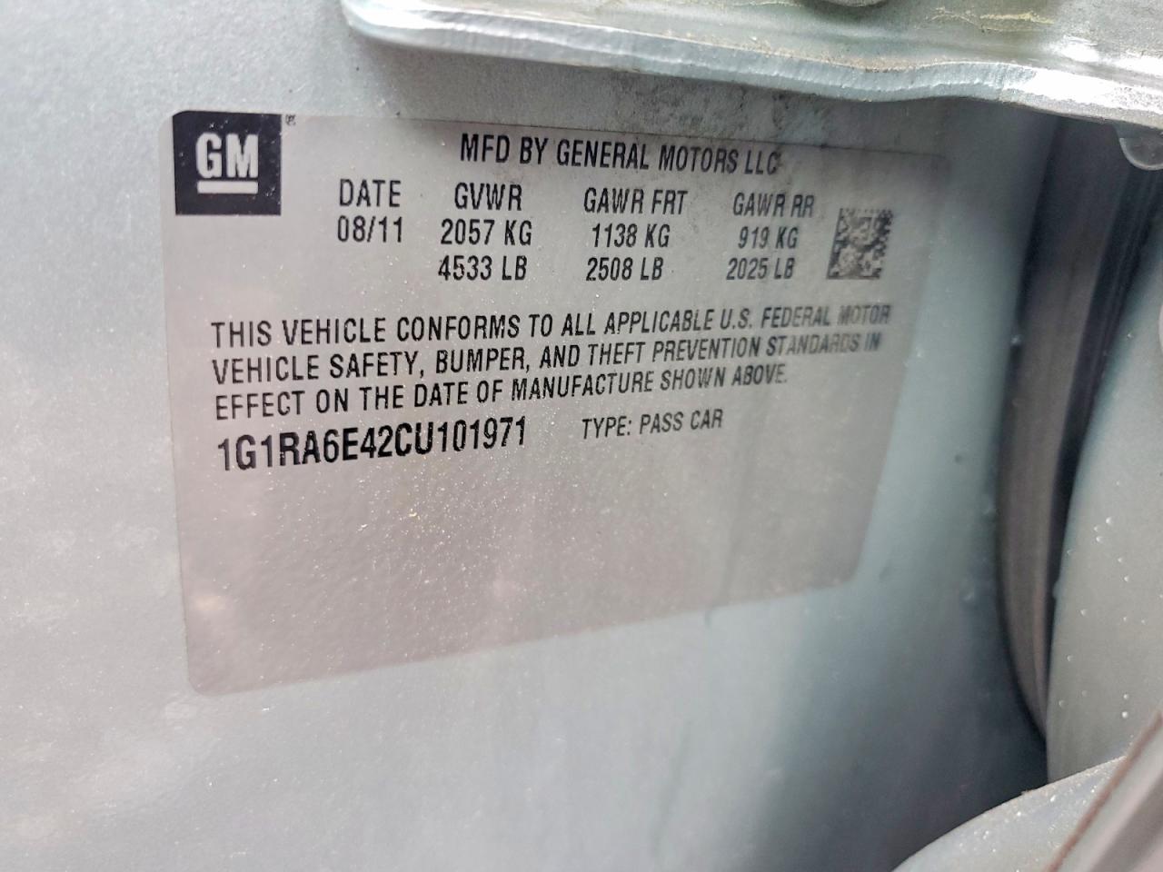 2012 Chevrolet Volt Blue vin: 1G1RA6E42CU101971