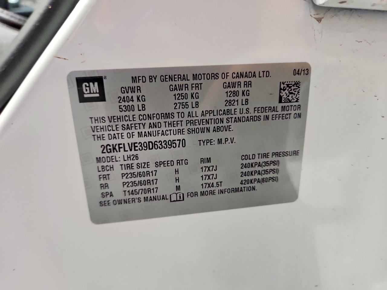 2013 Gmc Terrain Slt White vin: 2GKFLVE39D6339570