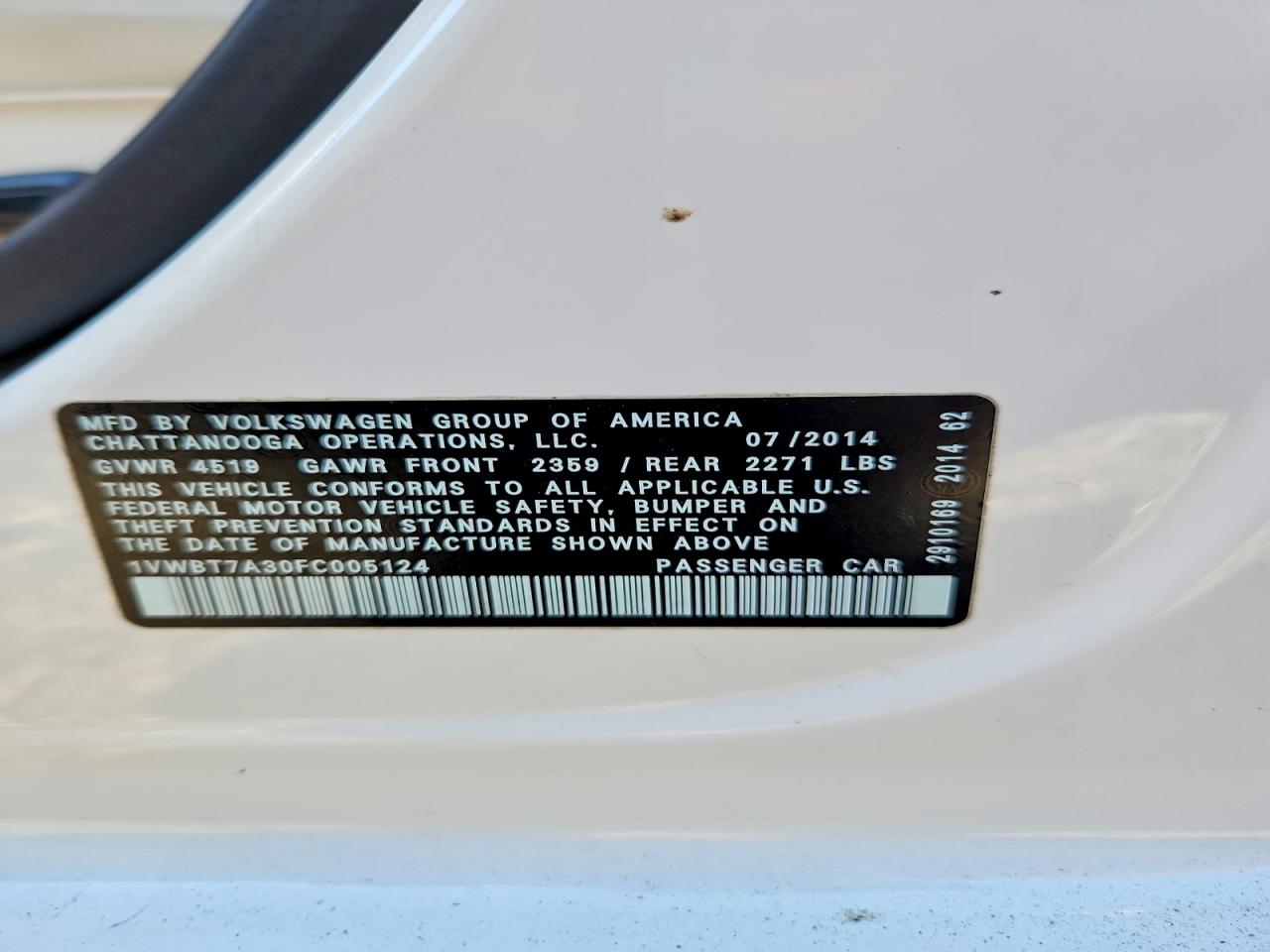 2015 Volkswagen Passat Se Белый vin: 1VWBT7A30FC005124
