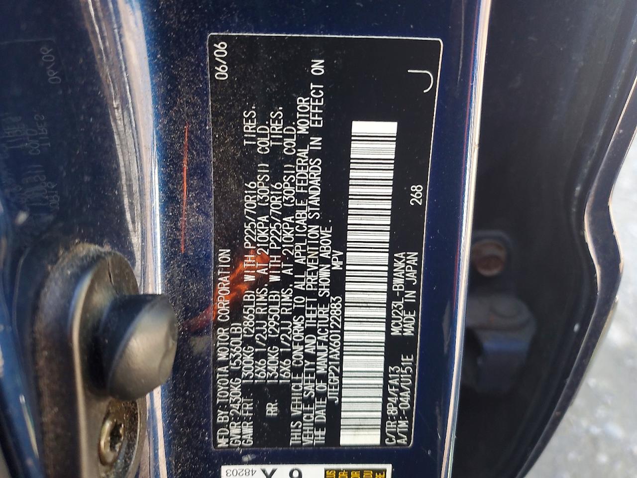 2006 Toyota Highlander Limited Blue vin: JTEGP21AX60122883