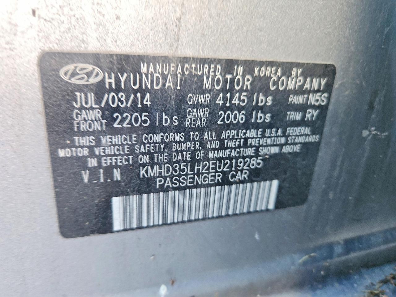 2014 Hyundai Elantra Gt Base Gray vin: KMHD35LH2EU219285
