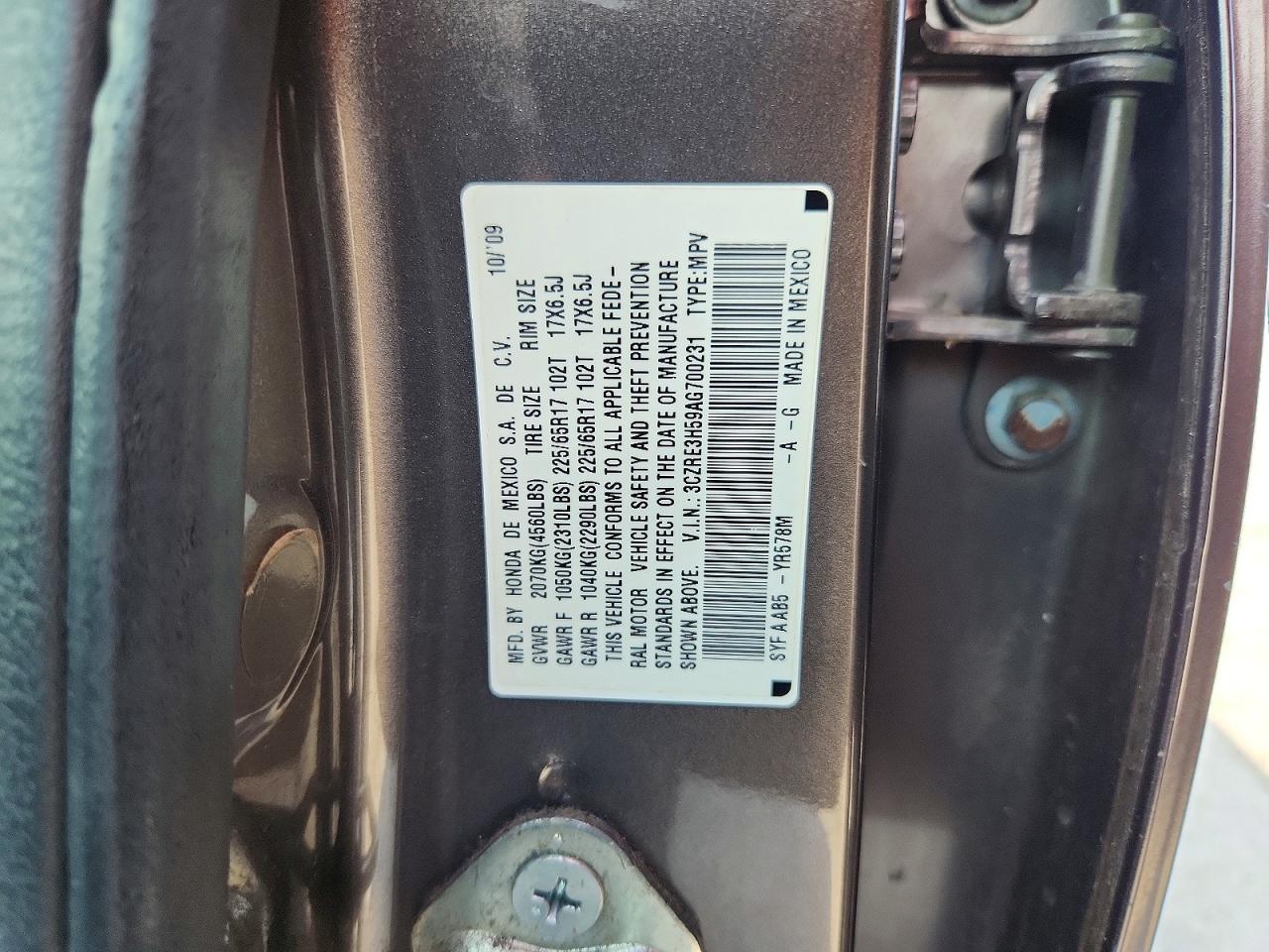 2010 Honda Cr-v Ex Charcoal vin: 3CZRE3H59AG700231