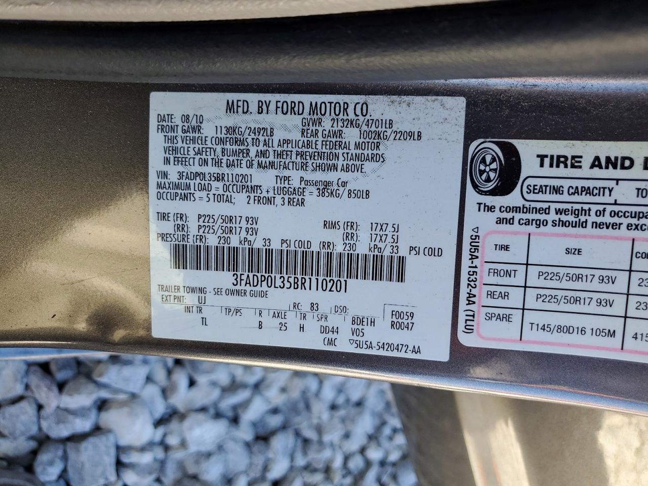 2011 Ford Fusion Hybrid Серый vin: 3FADP0L35BR110201