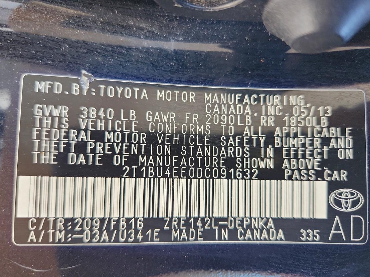 2013 Toyota Corolla Le Black vin: 2T1BU4EE0DC091632