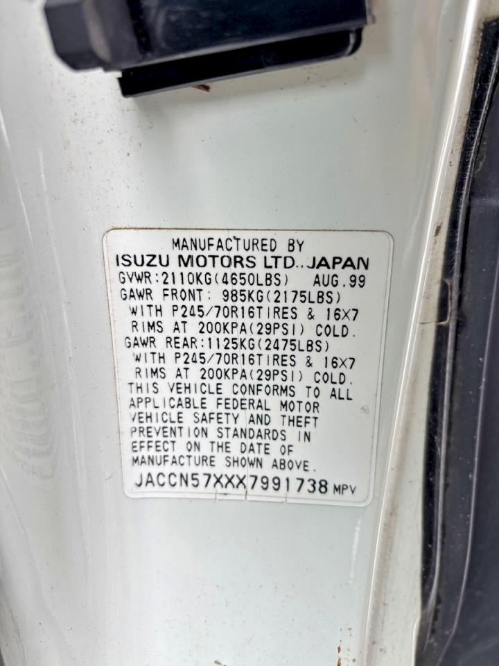 1999 Isuzu Vehicross White vin: JACCN57XXX7991738