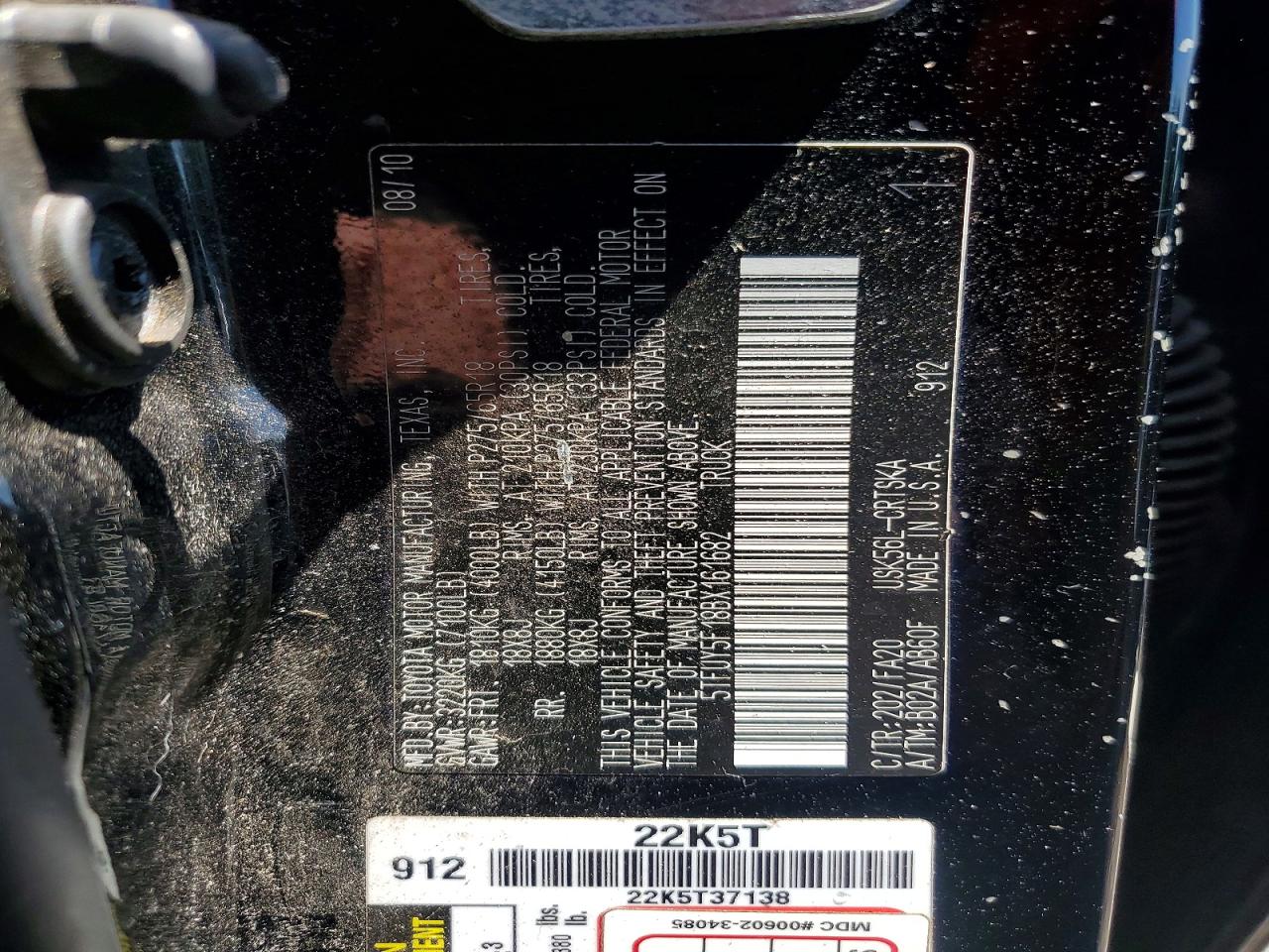 2011 Toyota Tundra Double Cab Sr5 Black vin: 5TFUY5F18BX161682
