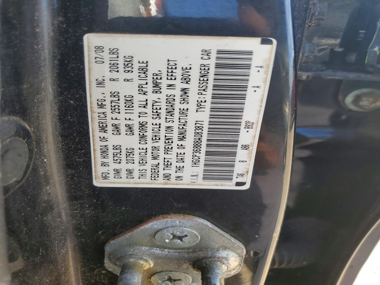 2008 Honda Accord Exl Black vin: 1HGCP36888A083871