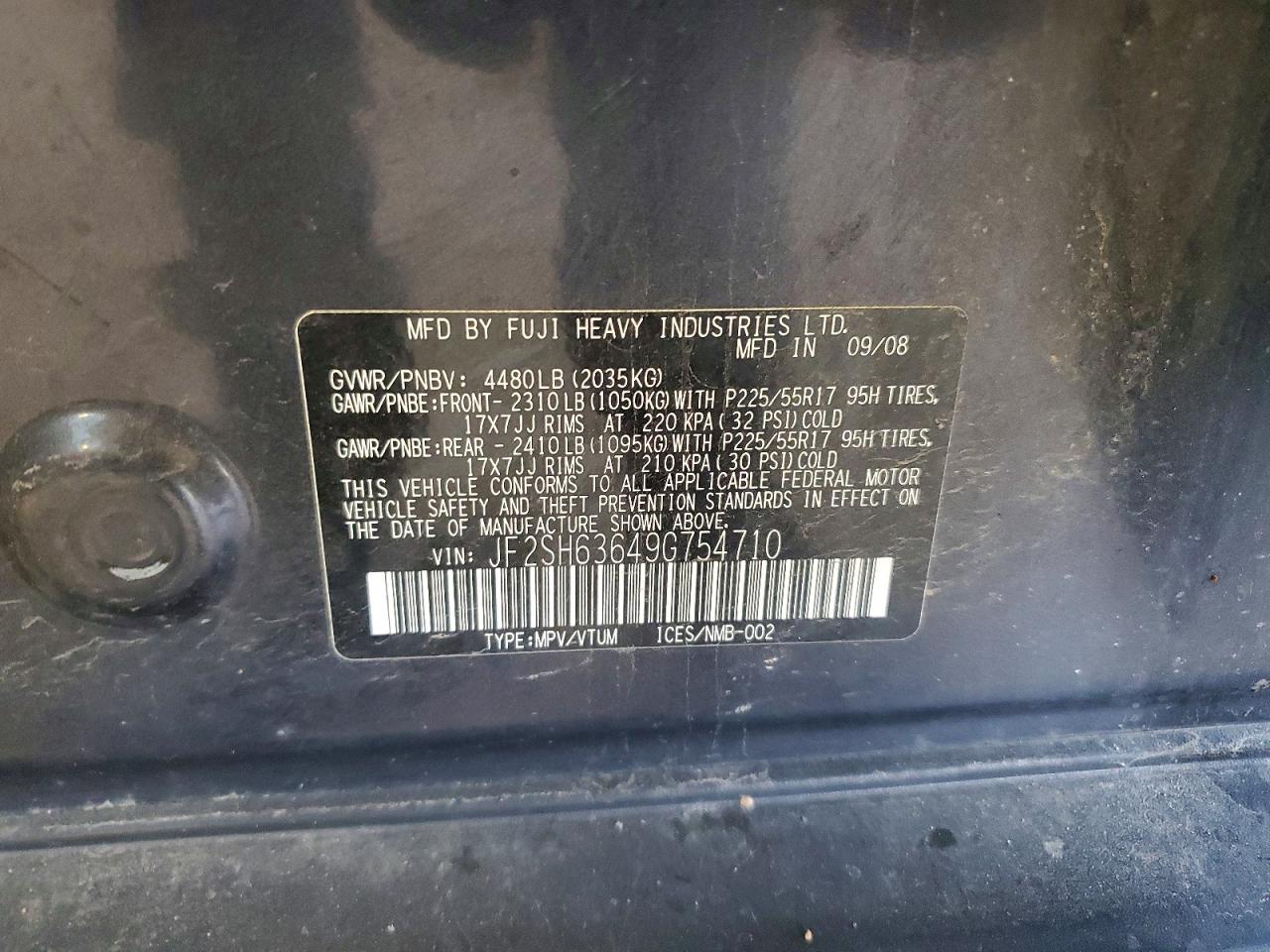 2009 Subaru Forester 2.5x Premium Charcoal vin: JF2SH63649G754710