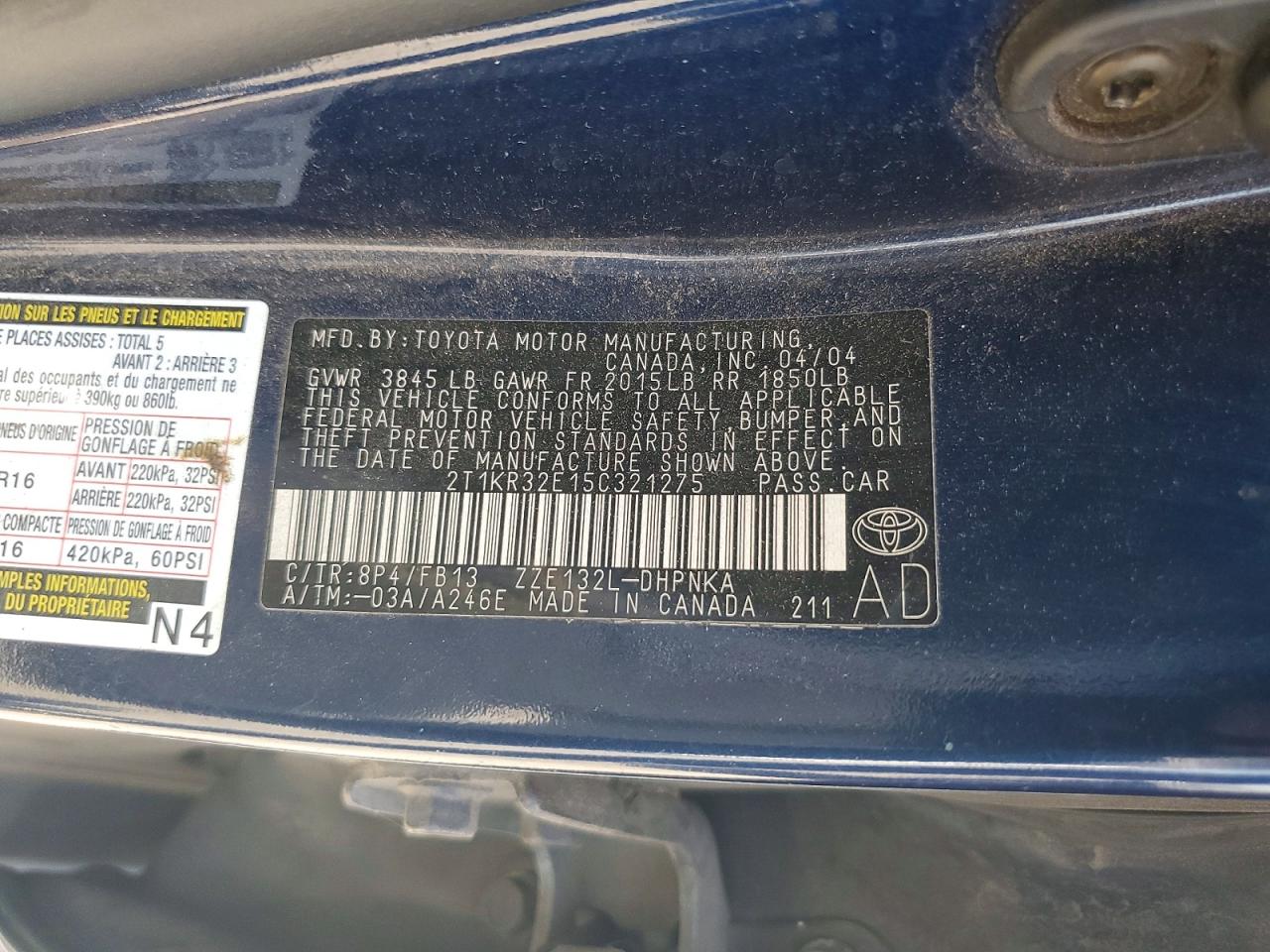 2005 Toyota Corolla Matrix Xr Синий vin: 2T1KR32E15C321275