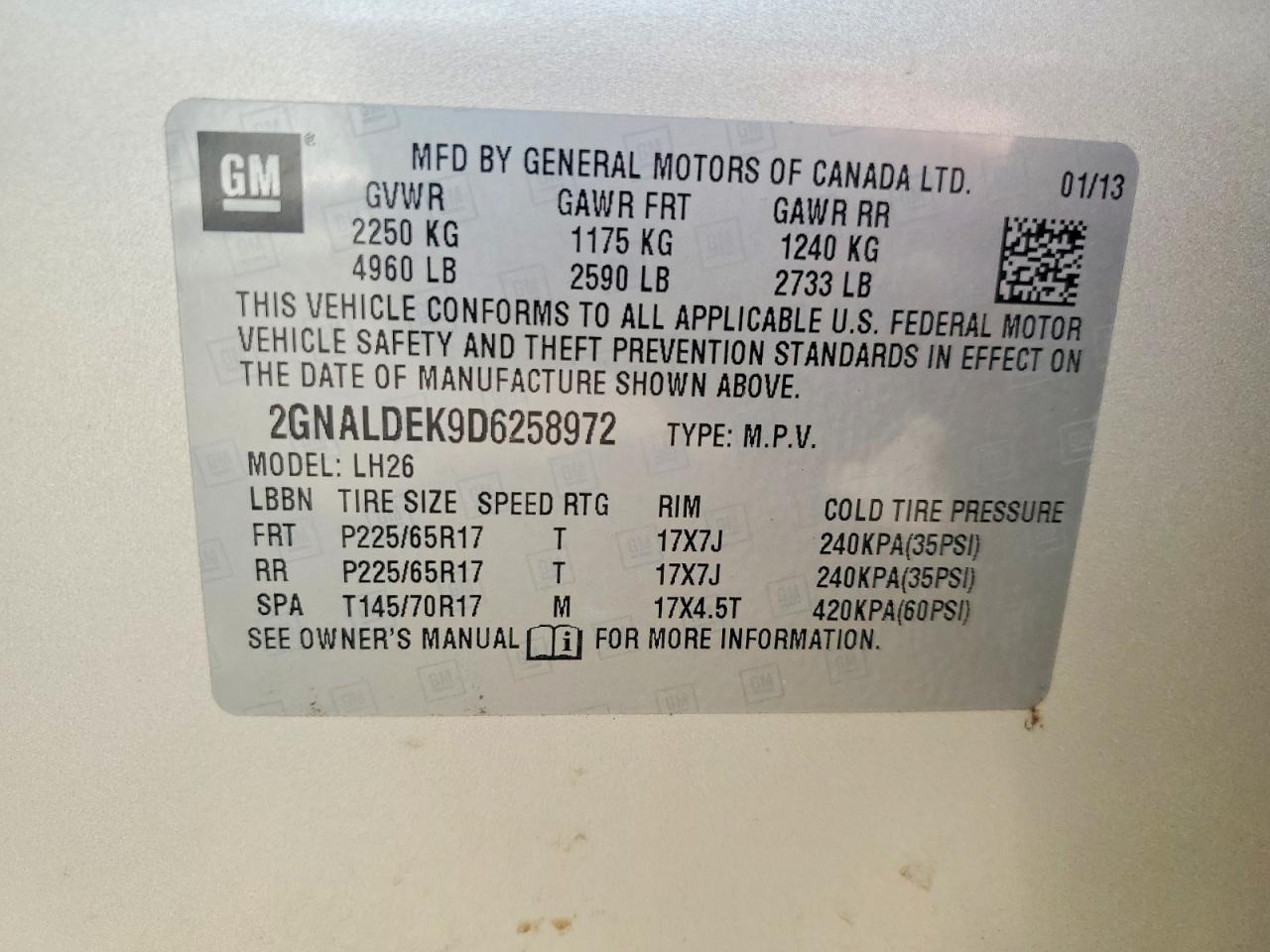 2013 Chevrolet Equinox Lt Gold vin: 2GNALDEK9D6258972