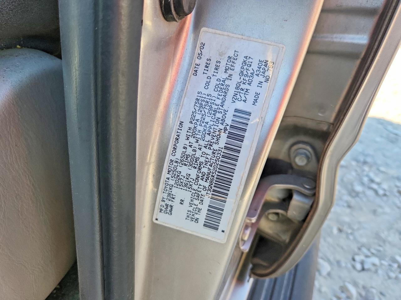 2002 Toyota 4runner Sr5 Tan vin: JT3GN86R520250331