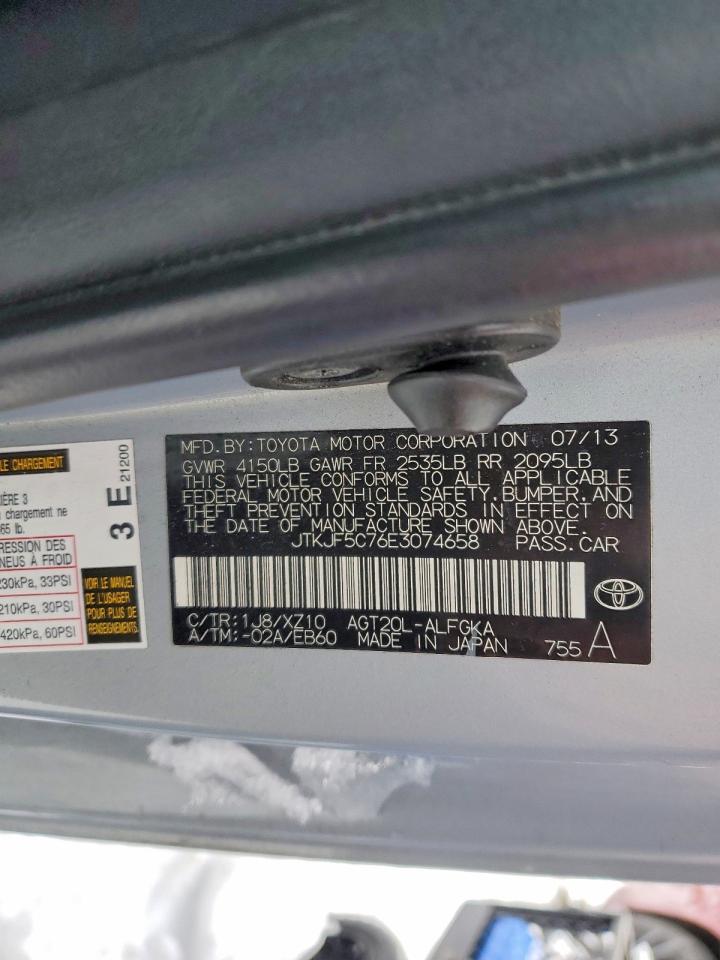 2014 Toyota Scion Tc Silver vin: JTKJF5C76E3074658