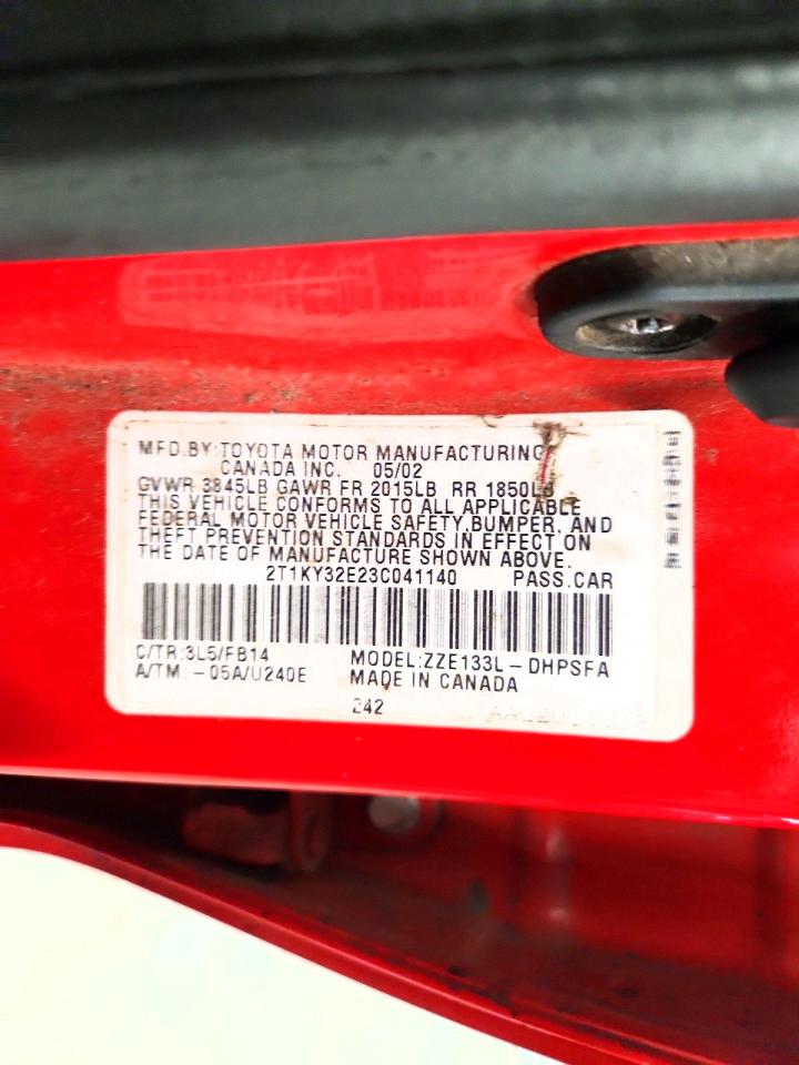 2003 Toyota Corolla Matrix Xrs Красный vin: 2T1KY32E23C041140