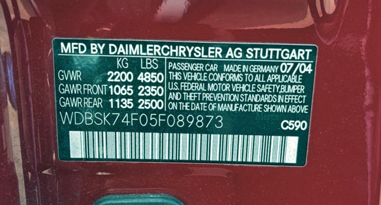 2005 Mercedes-benz Sl 55 Amg Red vin: WDBSK74F05F089873