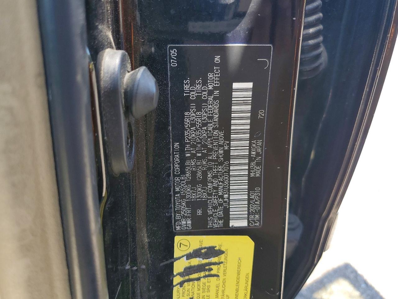 2006 Lexus Rx 400 Black vin: JTJHW31U360017076