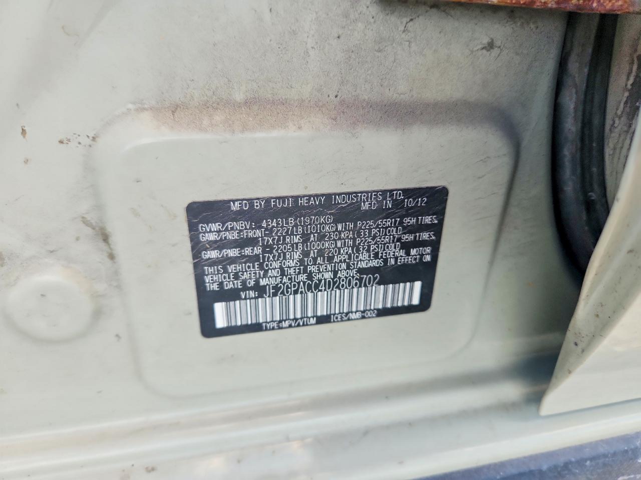 2013 Subaru Xv Crosstrek 2.0 Premium Tan vin: JF2GPACC4D2806702