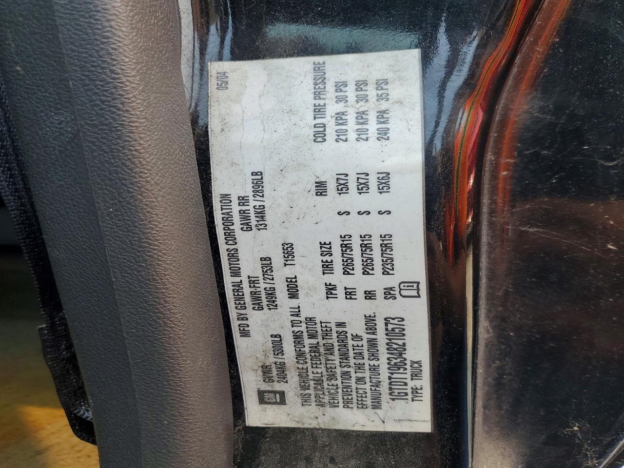 2004 Gmc Canyon Черный vin: 1GTDT196348210573