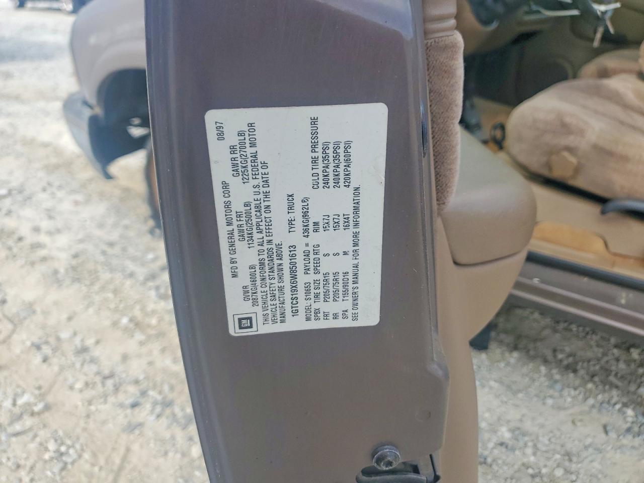 1998 Gmc Sonoma Коричневый vin: 1GTCS19X6W8501613