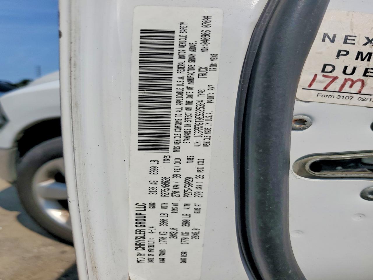 2014 Ram 1500 Slt White vin: 1C6RR7GT0ES325384