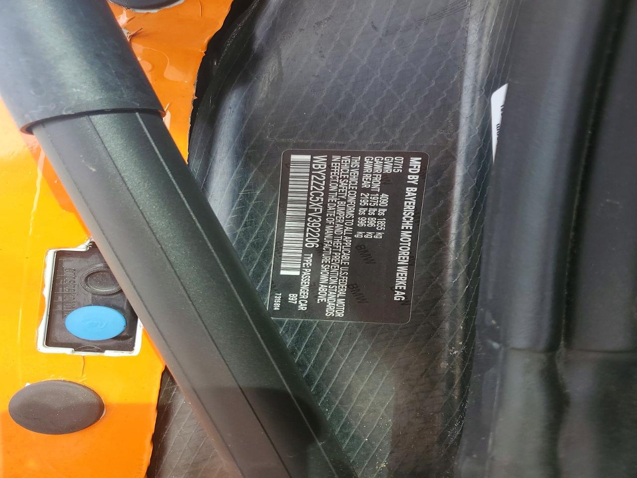 2015 Bmw Motorrad I8 Orange vin: WBY2Z2C5XFV392206