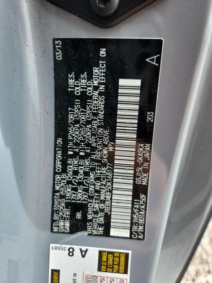 2013 Toyota Fj Cruiser Base Silver vin: JTEBU4BF5DK168177